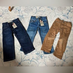 Lot of three pairs 3T Levi’s 505 & 514 jeans and 511 slim canvas pants - NWT